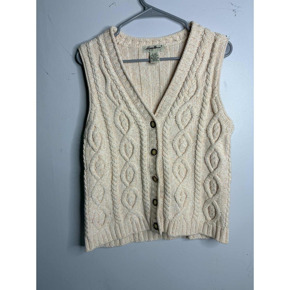 Ivory 100% cotton, Eddie Bauer knit sweater size medium